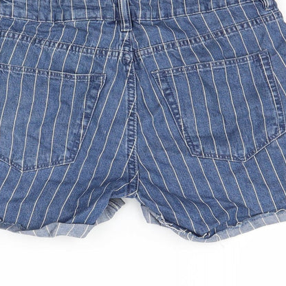H&M Womens Blue Striped Denim Cut-Off Shorts Size 6