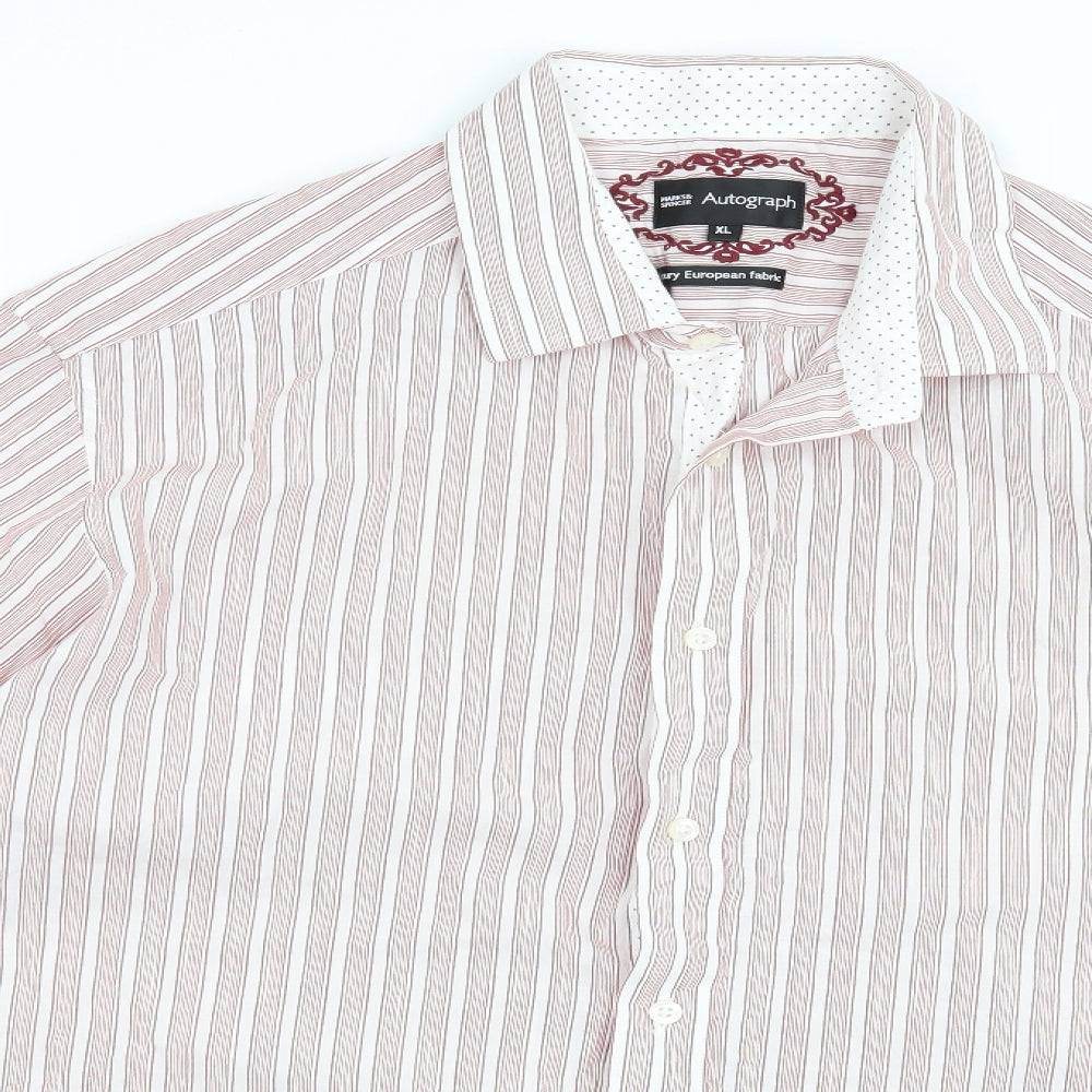 Autograph Mens Red Striped   Button-Up Size XL