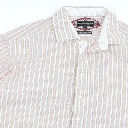 Autograph Mens Red Striped   Button-Up Size XL
