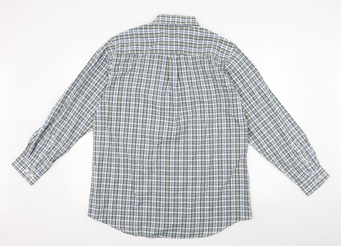 Summer Bird Mens Blue Plaid   Button-Up Size L