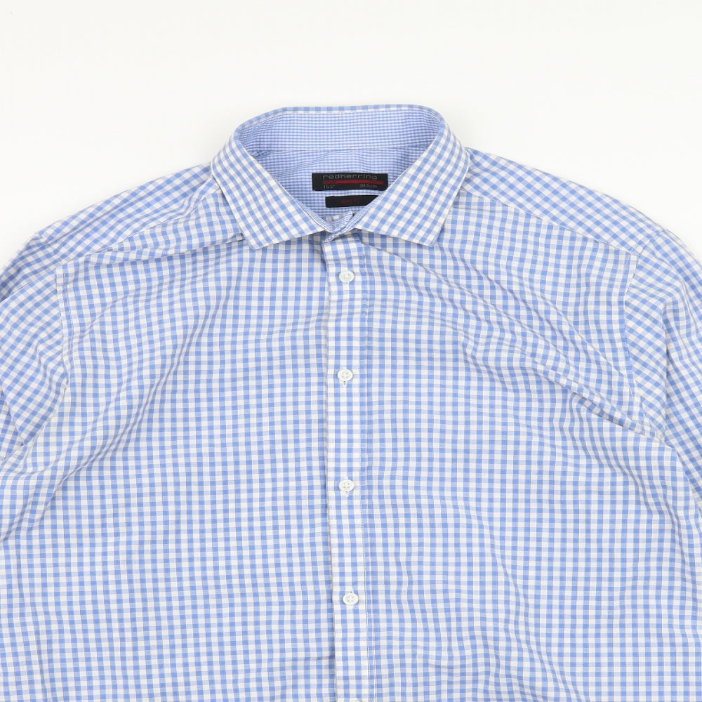 Red Herring Mens Blue Check   Button-Up Size 15.5