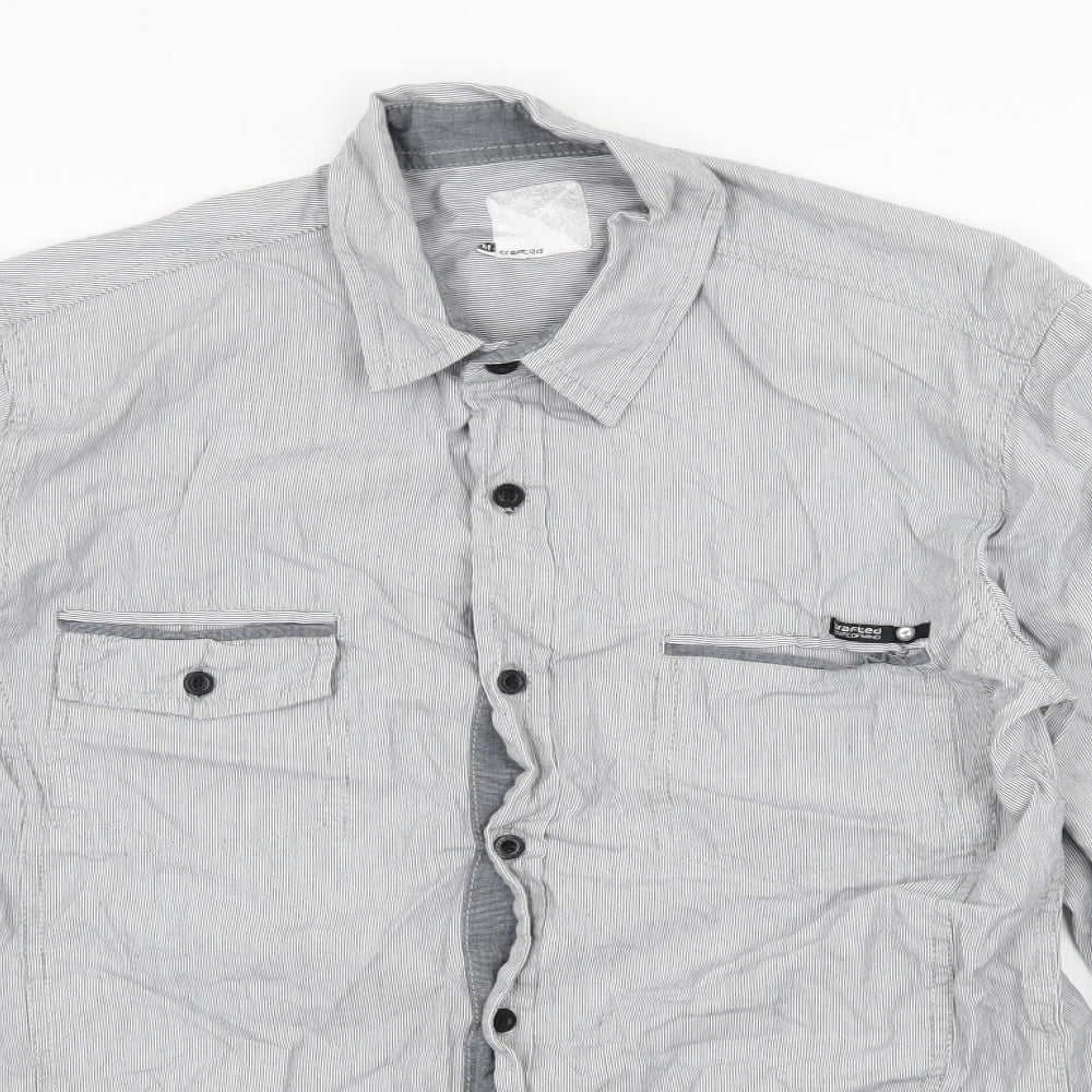 Mens UK Size M Crafted Black  Button-Up Long Sleeve Casual Shirt