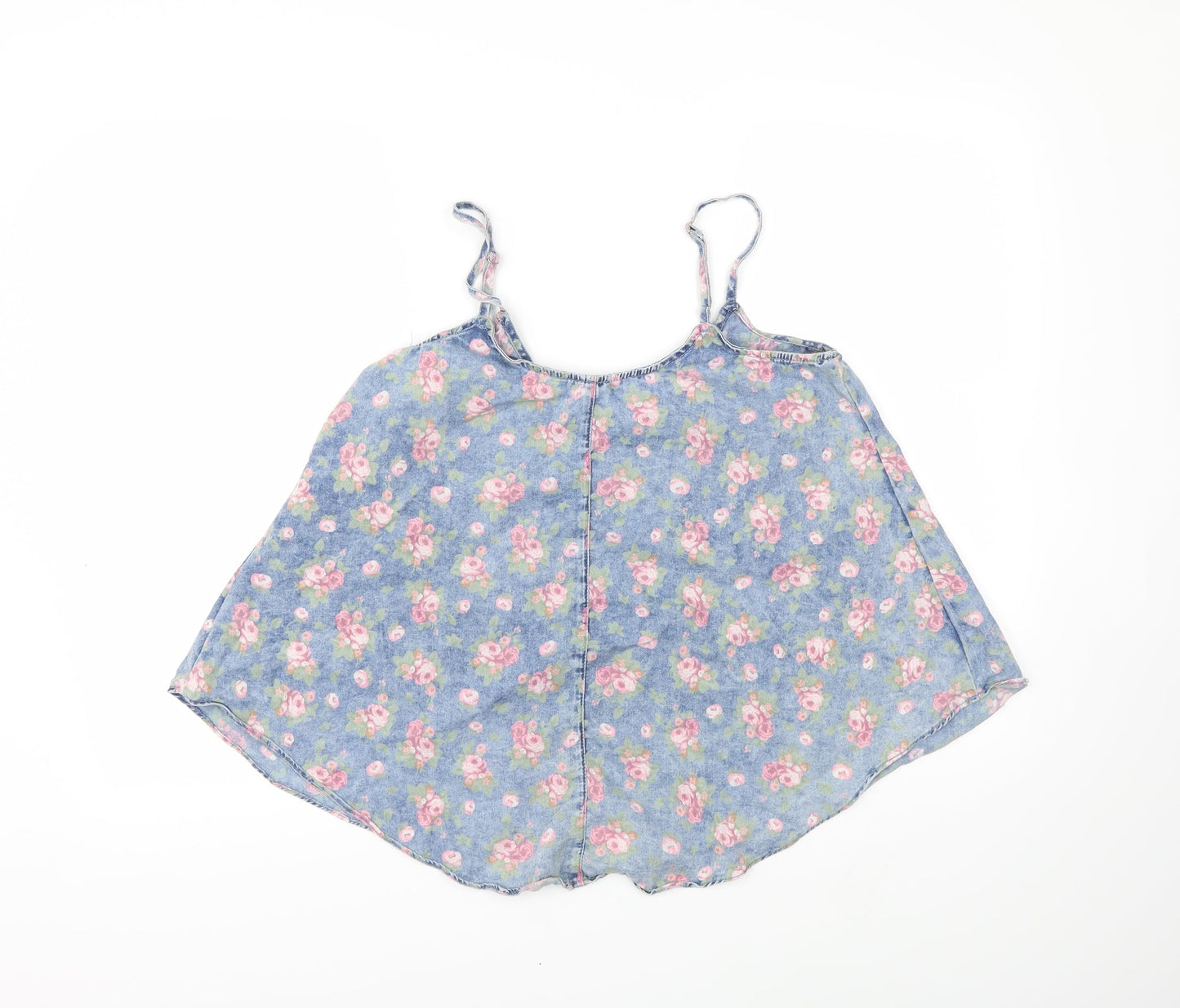 Denim & Co. Womens Blue Floral Denim Camisole Tank Size 10