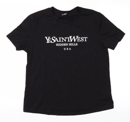 Womens UK Size S Shien Black Basic T-Shirt