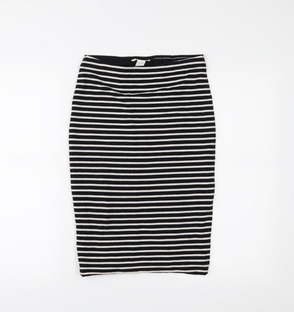 H&M Womens Black Striped  Straight & Pencil Skirt Size S
