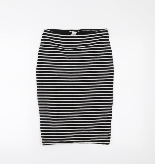 H&M Womens Black Striped  Straight & Pencil Skirt Size S