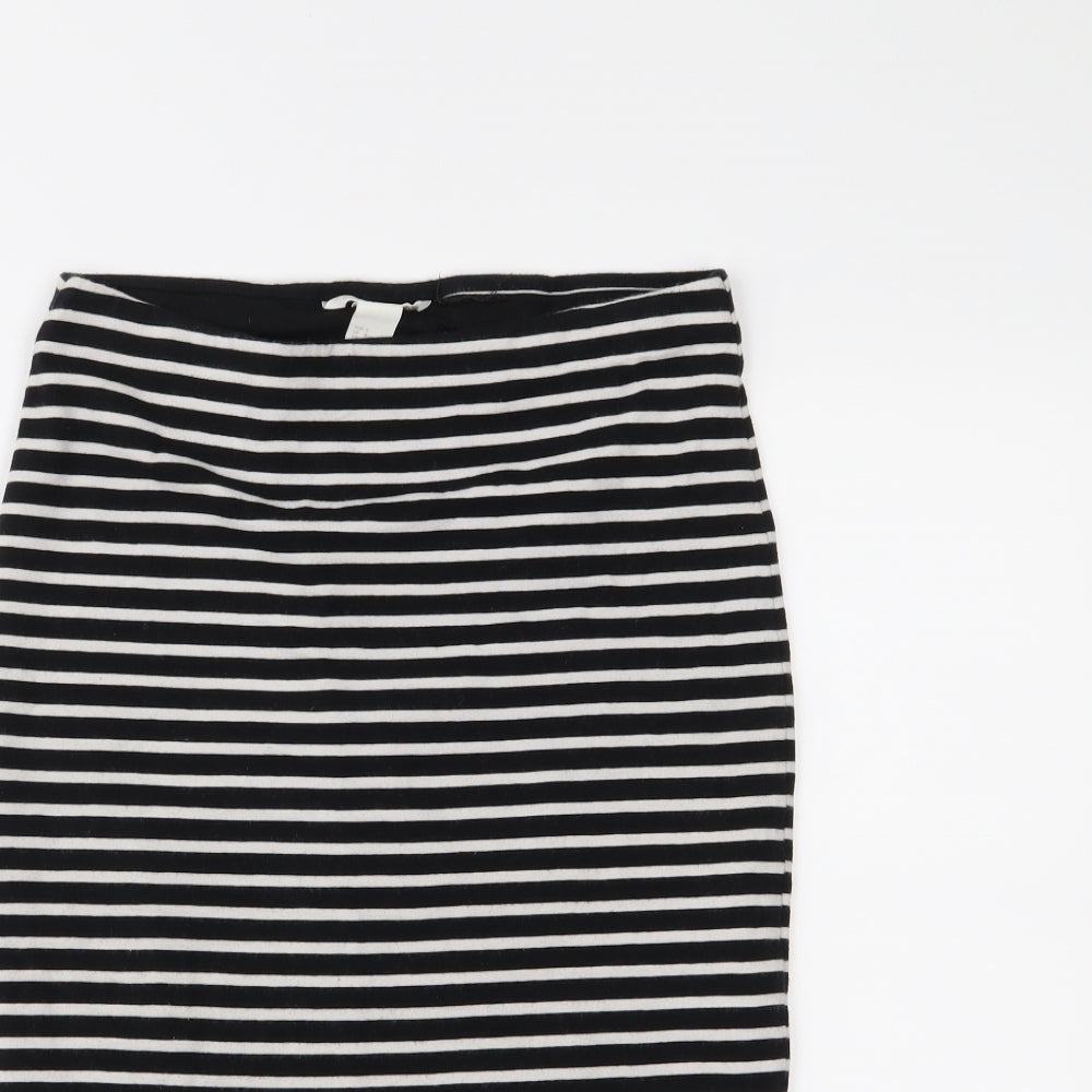 H&M Womens Black Striped  Straight & Pencil Skirt Size S