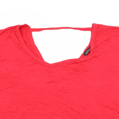 Boohoo Womens Red  Flannel Basic T-Shirt Size 16