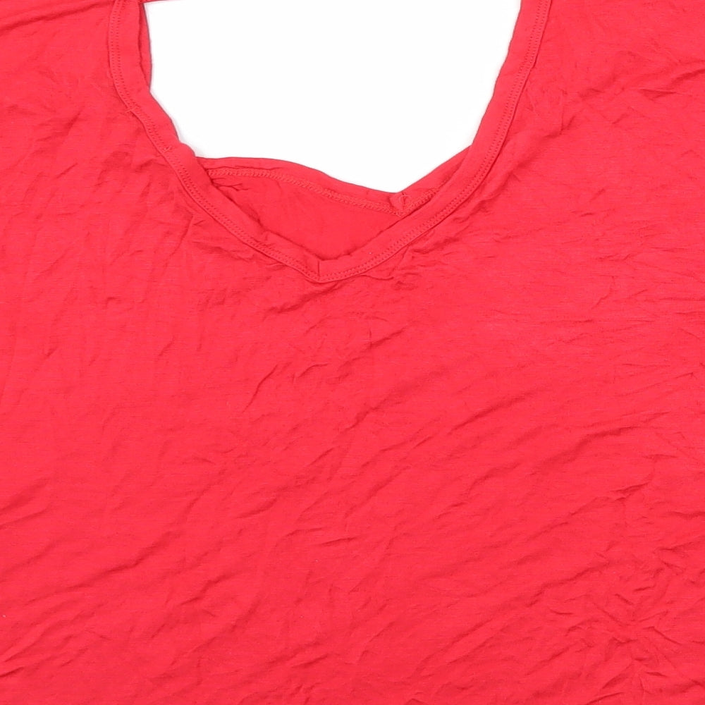 Boohoo Womens Red  Flannel Basic T-Shirt Size 16