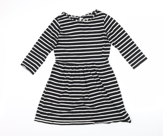 Oasis Womens Black Striped  Skater Dress  Size S