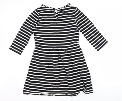 Oasis Womens Black Striped  Skater Dress  Size S