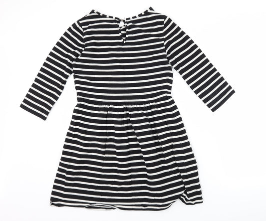 Oasis Womens Black Striped  Skater Dress  Size S