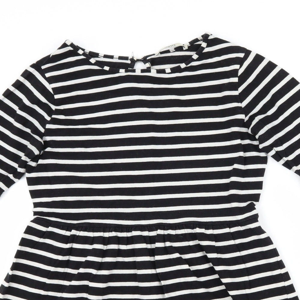 Oasis Womens Black Striped  Skater Dress  Size S
