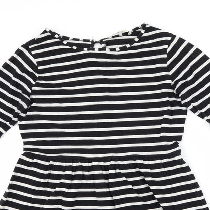 Oasis Womens Black Striped  Skater Dress  Size S