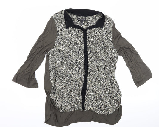 mng Womens Grey Geometric  Basic Button-Up Size S