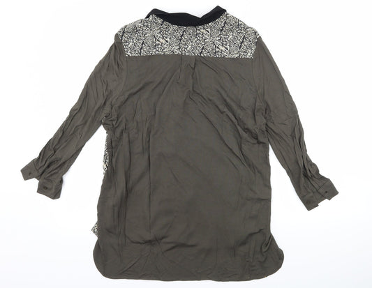 mng Womens Grey Geometric  Basic Button-Up Size S