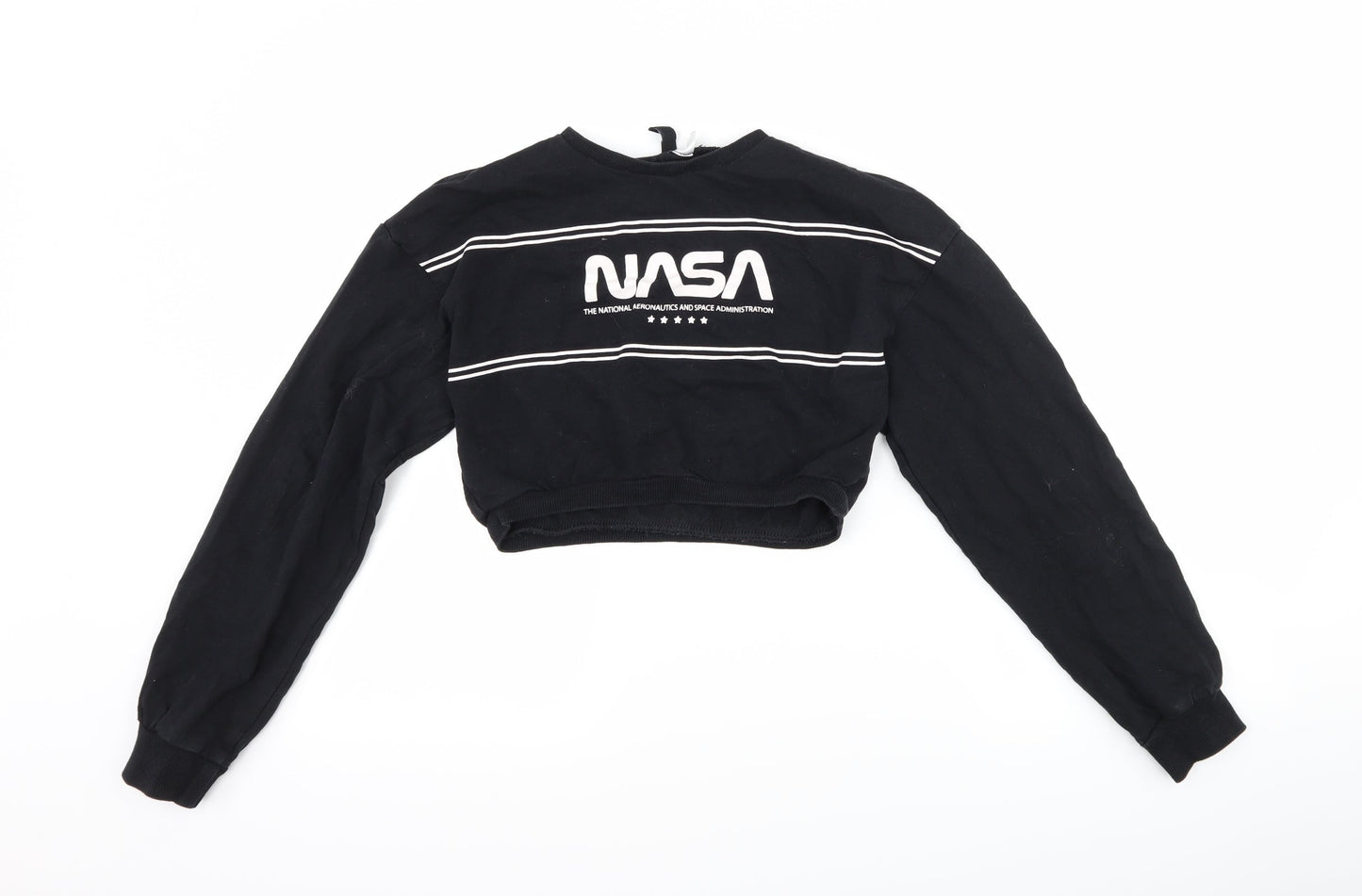 H&M Womens Black   Pullover Sweatshirt Size XS  - nasa cropped