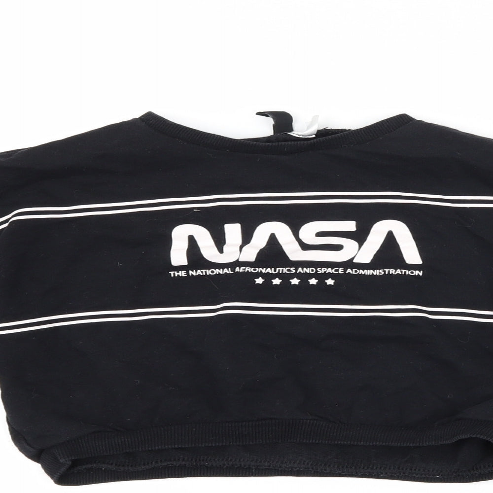 H&M Womens Black   Pullover Sweatshirt Size XS  - nasa cropped