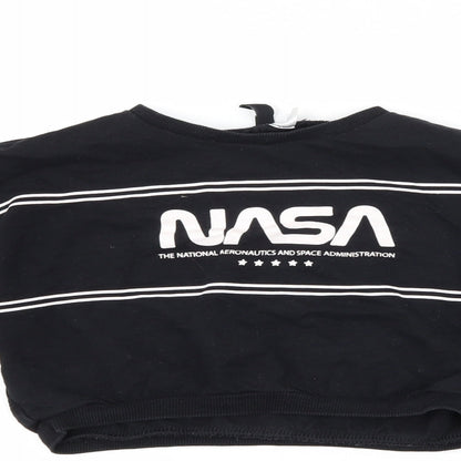 H&M Womens Black   Pullover Sweatshirt Size XS  - nasa cropped