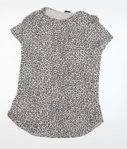 Papaya Womens Grey Animal Print  Basic T-Shirt Size 10