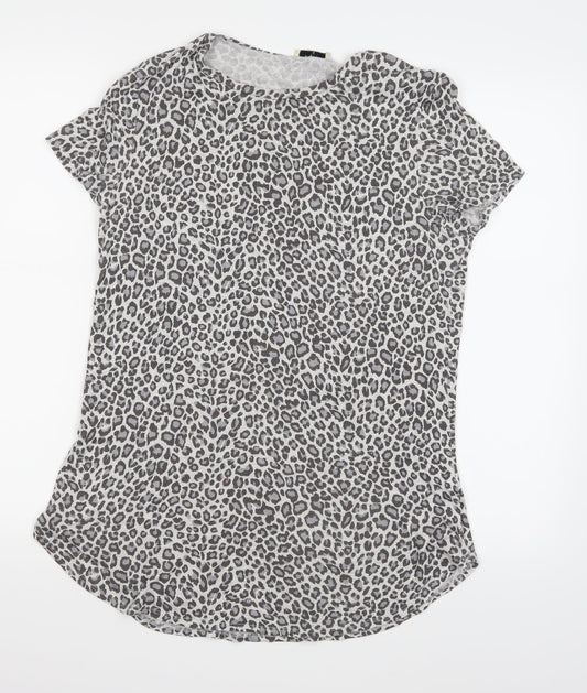 Papaya Womens Grey Animal Print  Basic T-Shirt Size 10