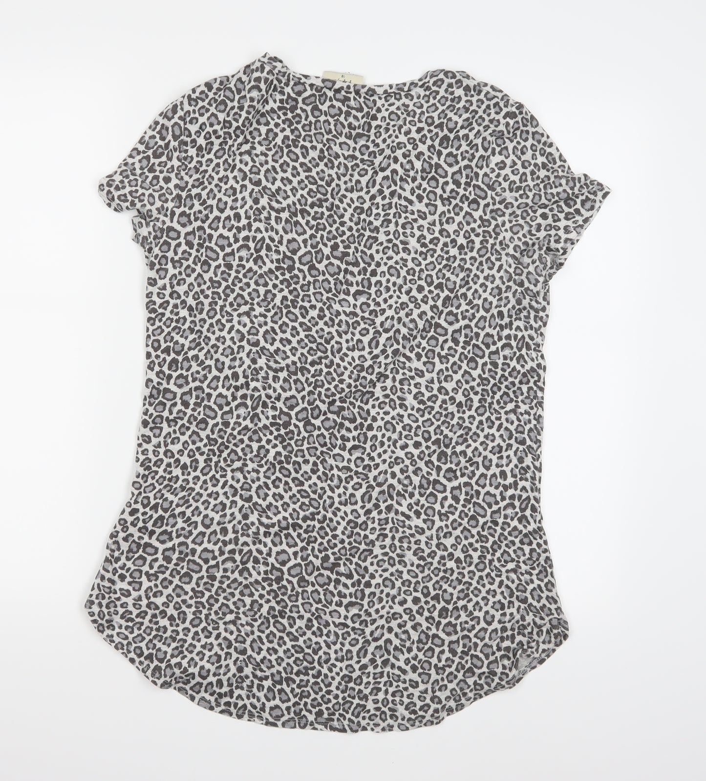 Papaya Womens Grey Animal Print  Basic T-Shirt Size 10
