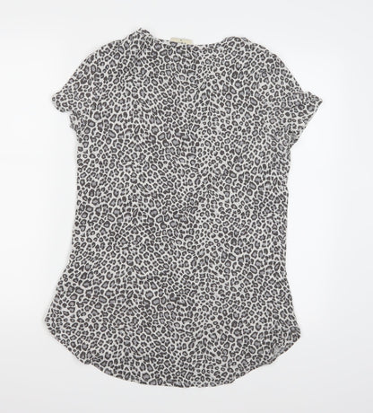 Papaya Womens Grey Animal Print  Basic T-Shirt Size 10
