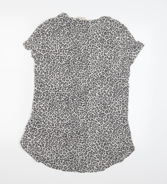 Papaya Womens Grey Animal Print  Basic T-Shirt Size 10