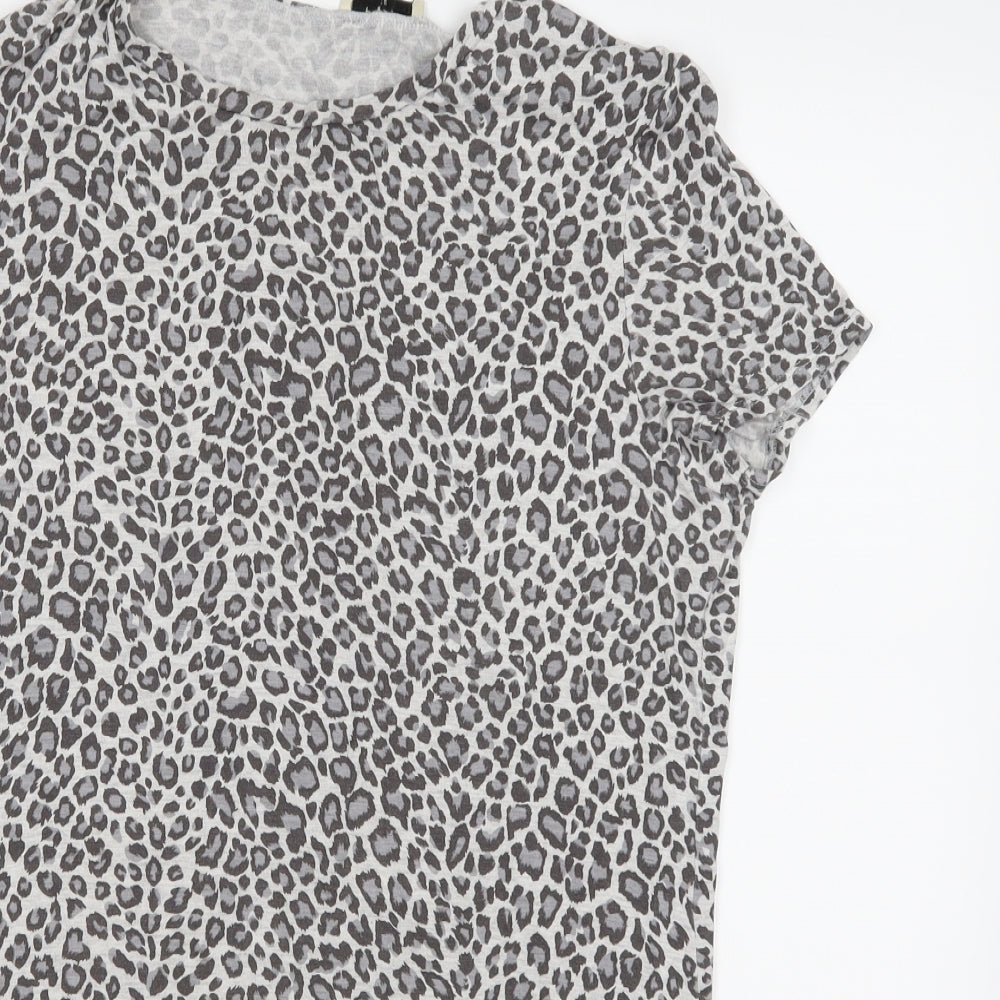 Papaya Womens Grey Animal Print  Basic T-Shirt Size 10