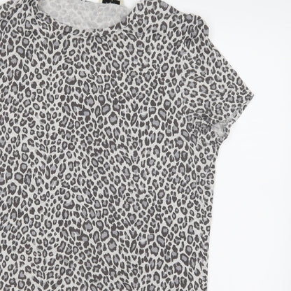 Papaya Womens Grey Animal Print  Basic T-Shirt Size 10
