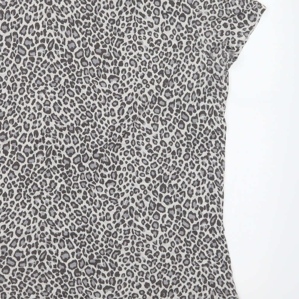 Papaya Womens Grey Animal Print  Basic T-Shirt Size 10