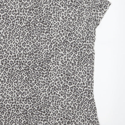 Papaya Womens Grey Animal Print  Basic T-Shirt Size 10