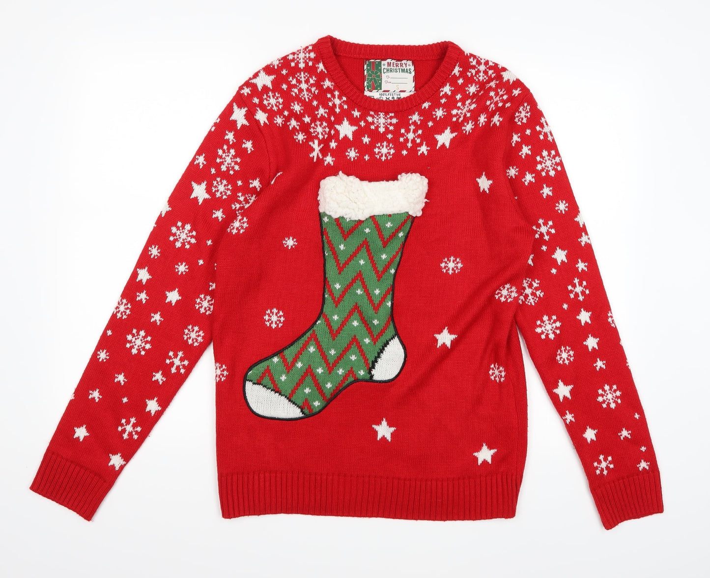 Cedar Wood State Mens Red  Knit Pullover Jumper Size S  - Christmas