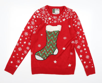 Cedar Wood State Mens Red  Knit Pullover Jumper Size S  - Christmas