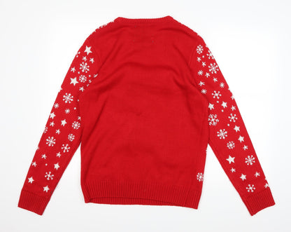 Cedar Wood State Mens Red  Knit Pullover Jumper Size S  - Christmas