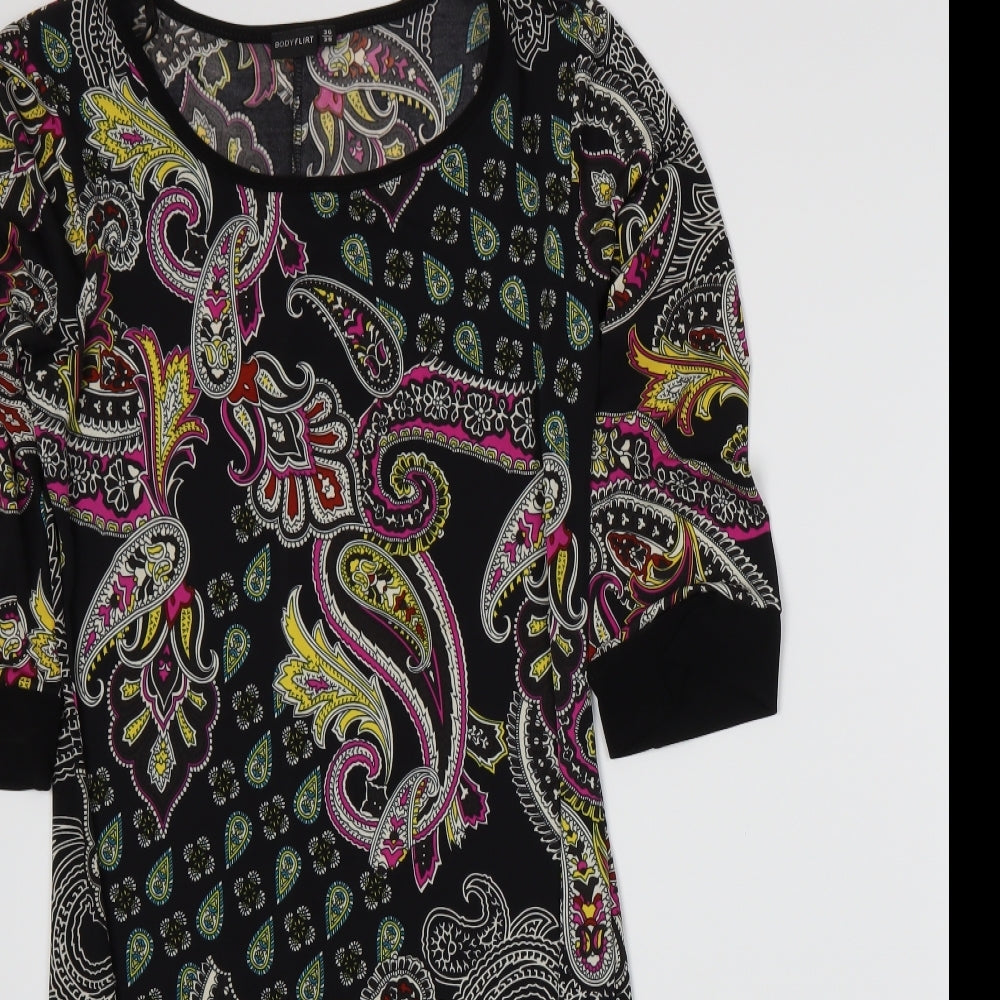 Body Flirt Womens Black Paisley  A-Line  Size 6