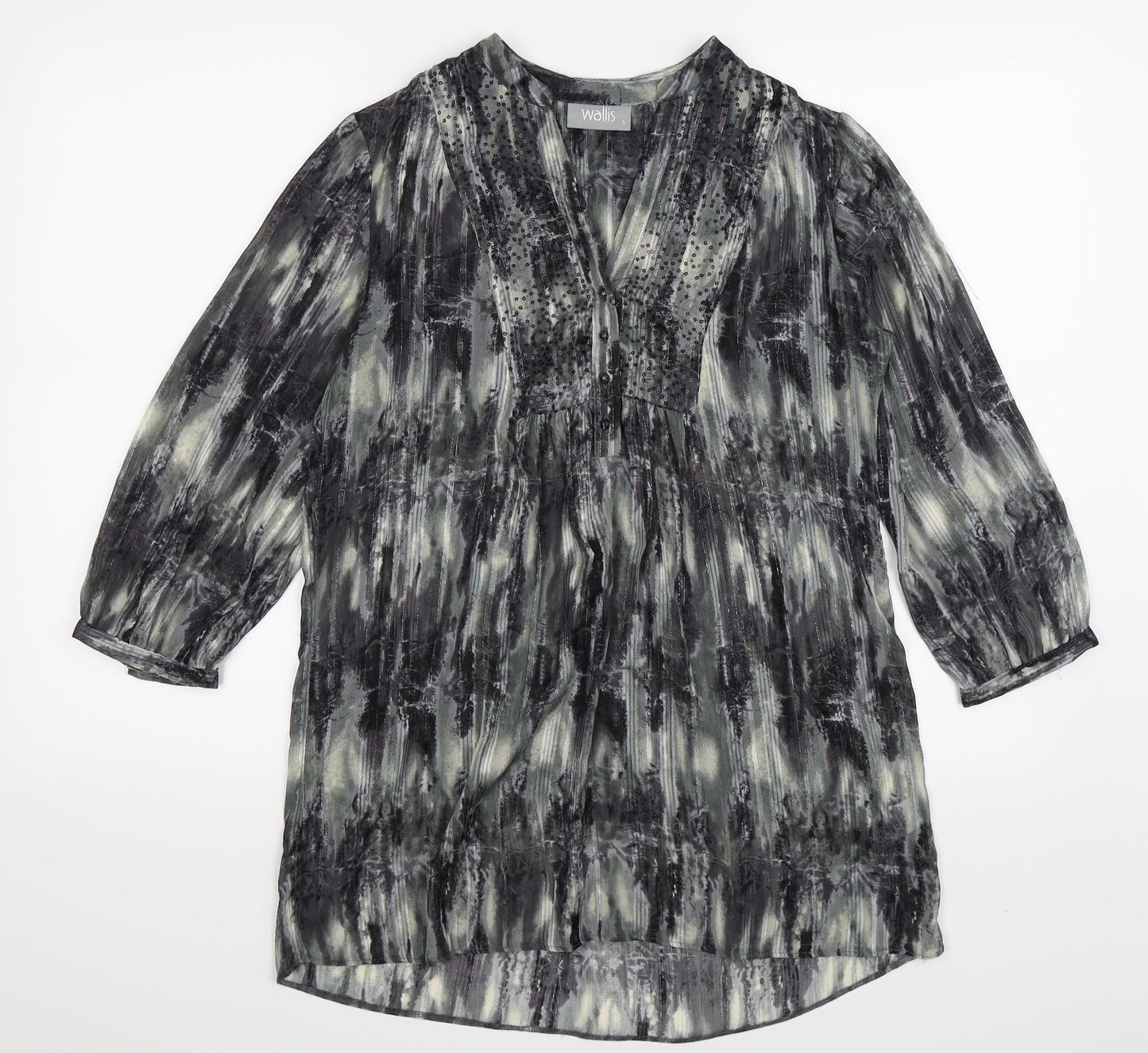 Womens UK Size S Wallis Grey Tunic Blouse