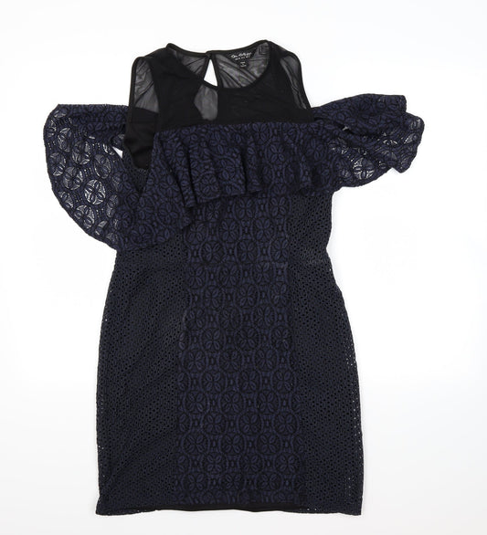 Miss Selfridge Womens Blue Floral  A-Line  Size 12