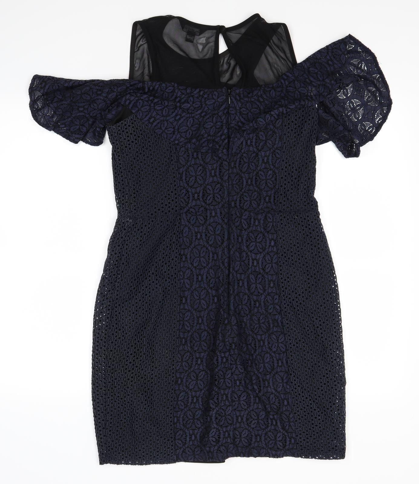 Miss Selfridge Womens Blue Floral  A-Line  Size 12