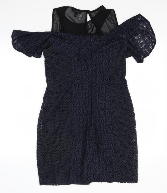 Miss Selfridge Womens Blue Floral  A-Line  Size 12