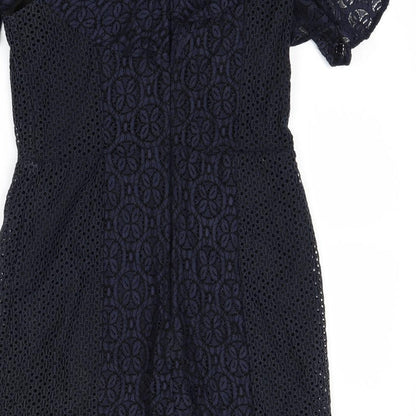Miss Selfridge Womens Blue Floral  A-Line  Size 12