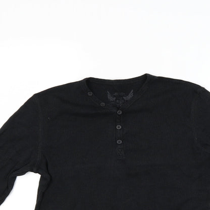 Borton Mens Black    Button-Up Size M