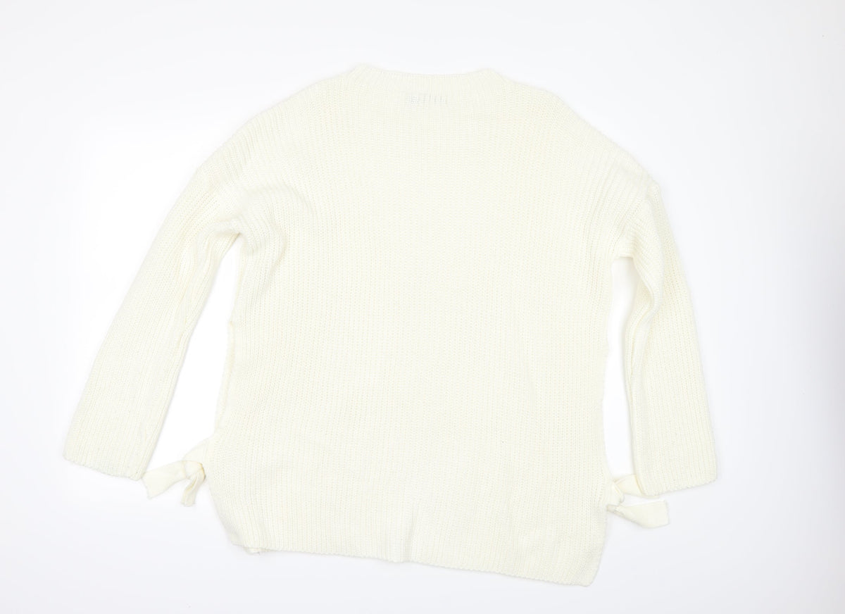 booh Womens Ivory   Pullover Jumper Size M  - tie sides