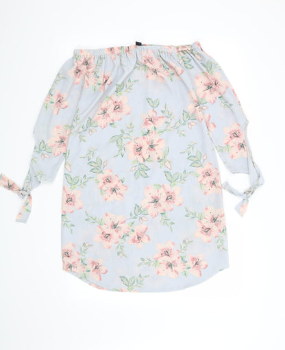 New Look Womens Blue Floral  Shirt Dress  Size 10