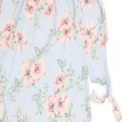 New Look Womens Blue Floral  Shirt Dress  Size 10