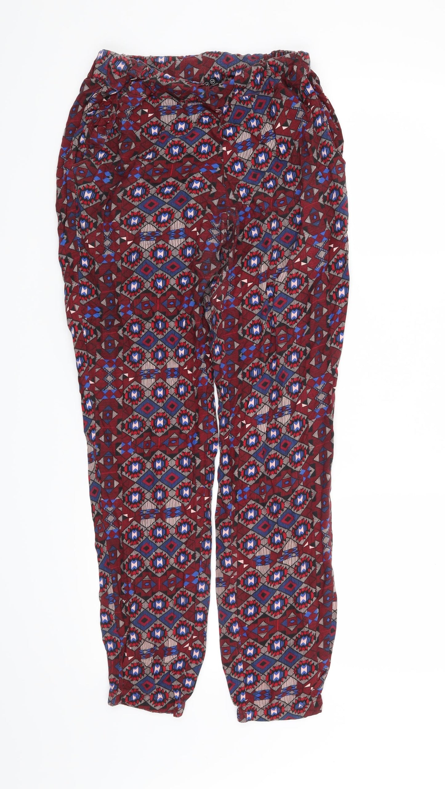 Atmosphere Womens Red Geometric  Trousers  Size 8 L27 in