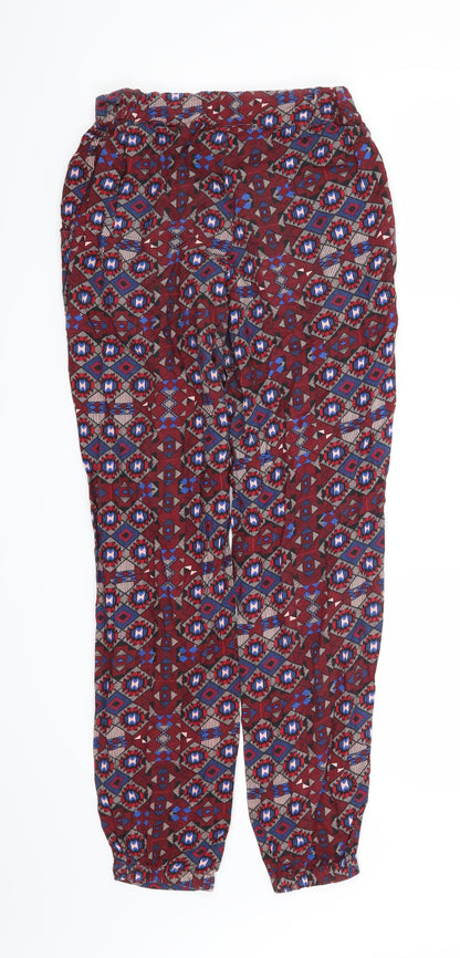Atmosphere Womens Red Geometric  Trousers  Size 8 L27 in