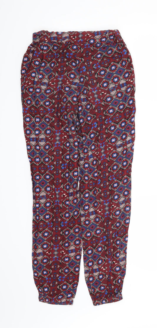 Atmosphere Womens Red Geometric  Trousers  Size 8 L27 in