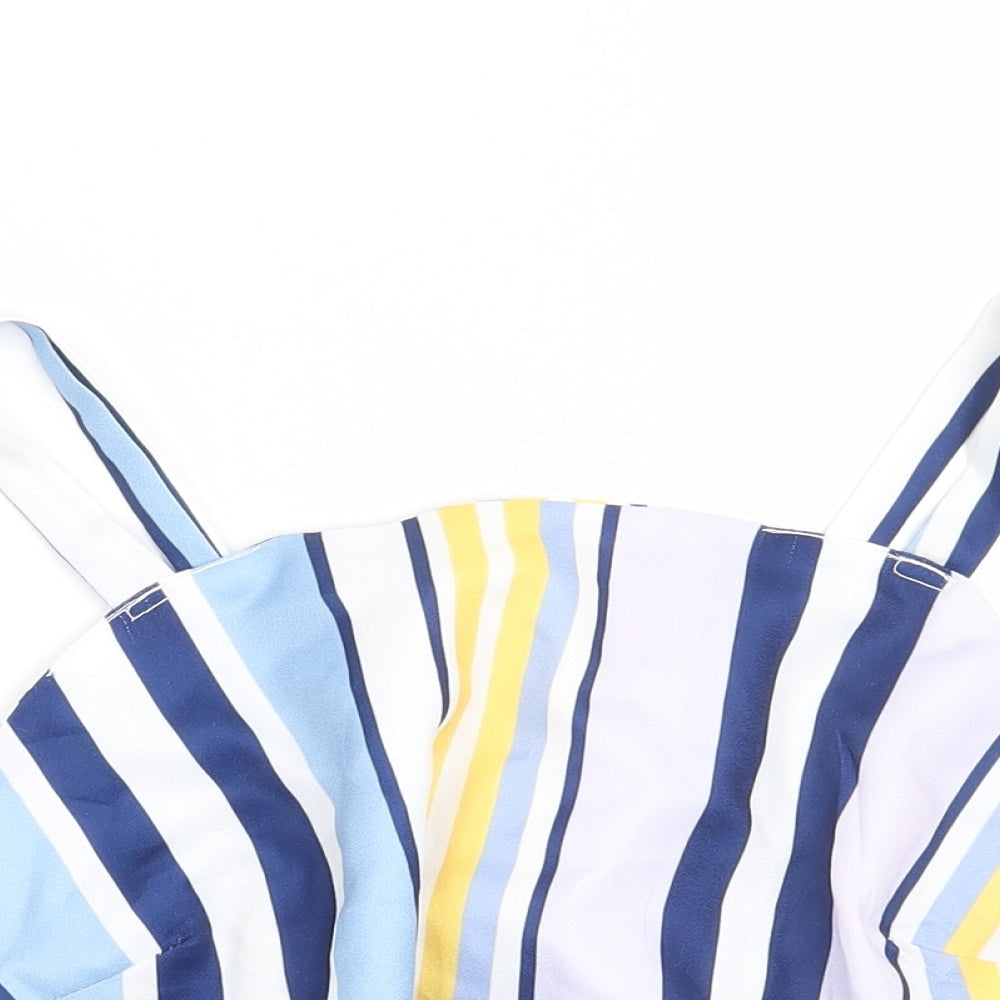 Womens UK Size S Zaful Blue Cropped Blouse
