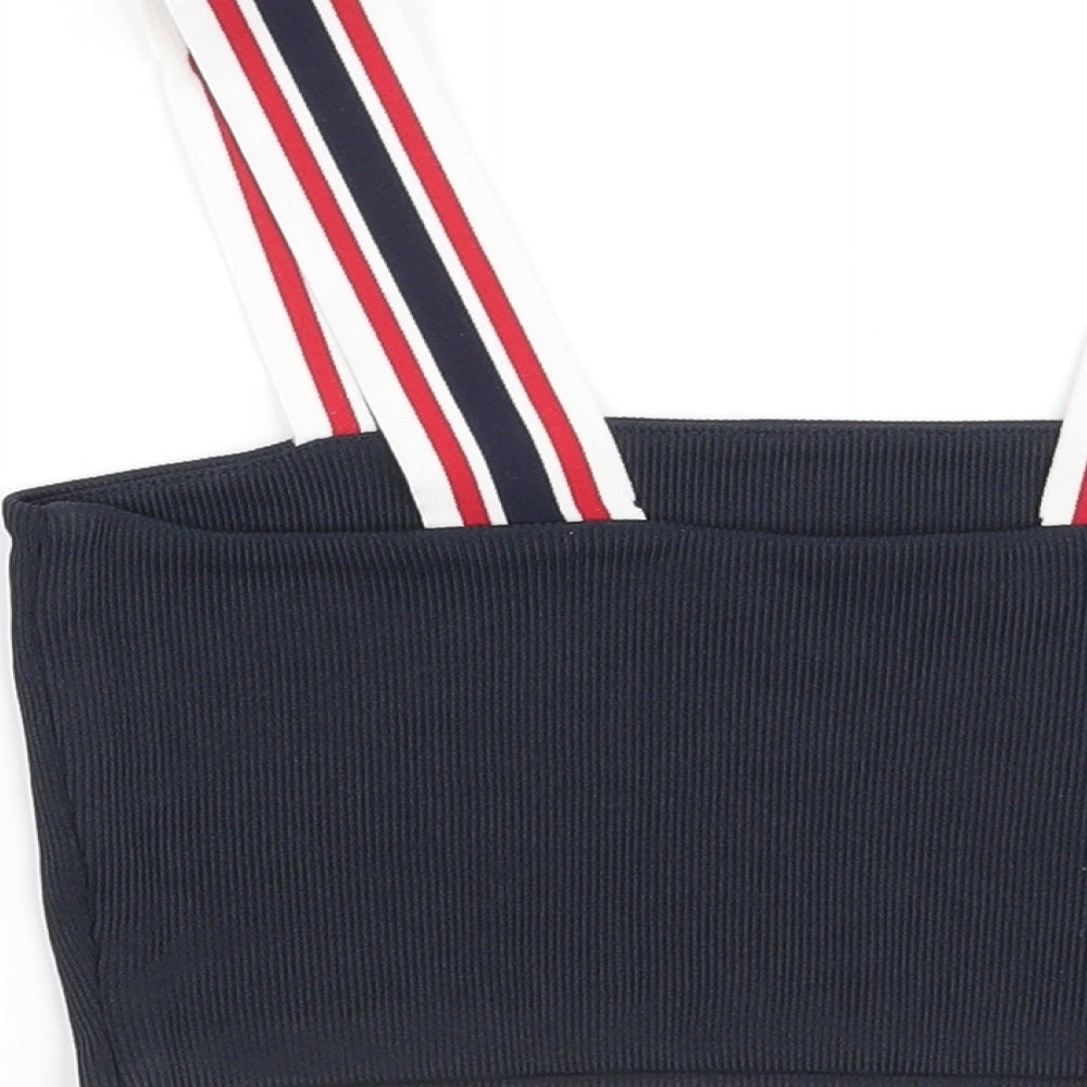 Monki Womens Blue Striped  Cropped Blouse Size XS